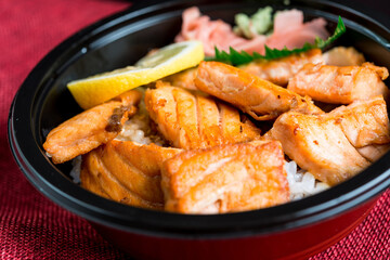 japanese food Mix Salmon Chirashi Rice Bowl