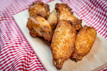 fried chicken wings on table
