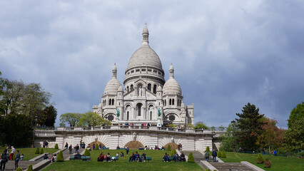 Obraz premium Photo of iconic Sacre Coeur Basilica in Montmartre, Paris, France
