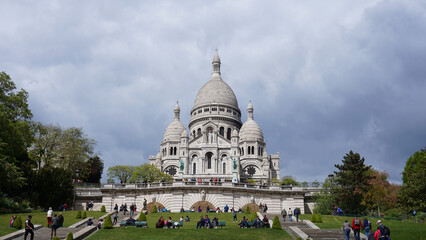 Fototapeta premium Photo of iconic Sacre Coeur Basilica in Montmartre, Paris, France