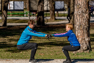 Balancing exercise during nordic walk