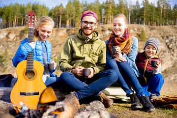 Family is on a picnic