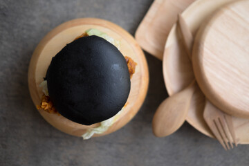 Black bun hamburger