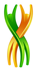 Two stylized people on a white background