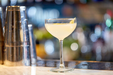 glass of cocktail at bar