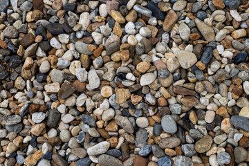 Natural color pebble stone background, outdoor day light