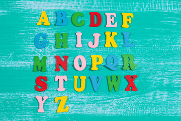 alphabet on wood