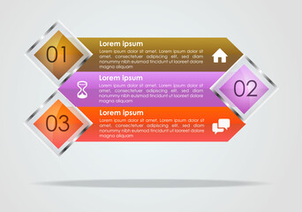 Modern infographics options template vector with brown, violet and red rectangle. Can be used for web design, brochure, presentations and workflow layout