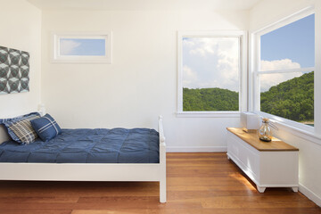 Comfortable modern wooden bedroom