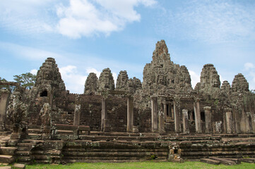 View of Bayon Temple at Angor Wat in Siemreap, Cambodia