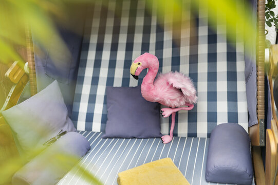 Sommer Strandkorb Flamingo Handtuch