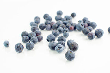 Blueberries On White Background With Reflection