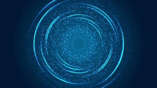 Abstract dark blue DNA molecular round structure motion design. Seamless looping. Video animation Ultra HD 4K 3840x2160