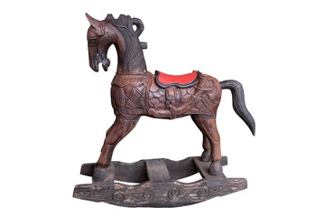 Vintage rocking horse isolated.