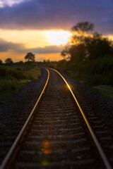 Naklejka na ściany i meble Train Track Sunset