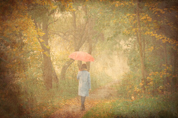 young woman with umbrella