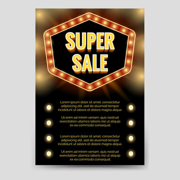 Shining super sale brochure flyer template, Vector illustration