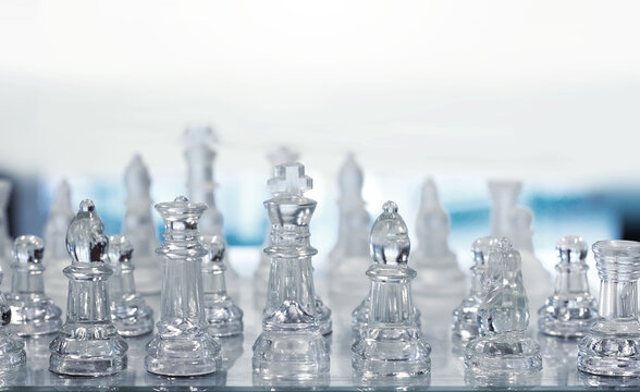 chess game with crystal and copy space
