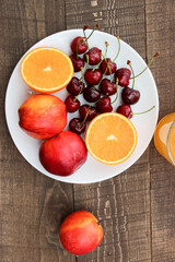 Juicy cherries, luscious nectarine