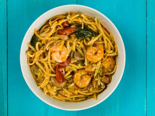 Bowl of Thai Spicy King Prawn Noodles