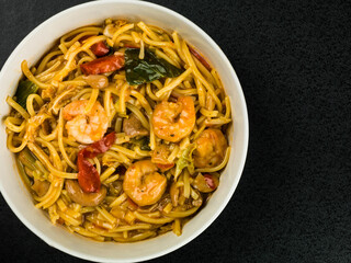 Bowl of Thai Spicy King Prawn Noodles
