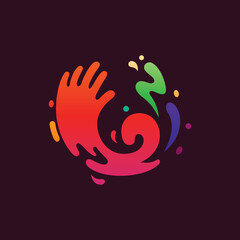 Colorful Abstract Circle Painting Logo Illustration