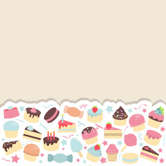 Background with cute cakes.