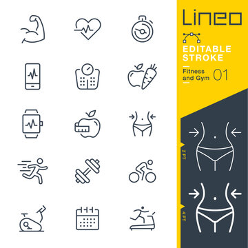 Lineo Editable Stroke - Fitness and Gym line icons
Vector Icons - Adjust stroke weight - Expand to any size - Change to any colour