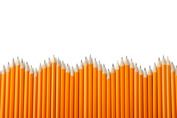 Yellow pencils on a white background