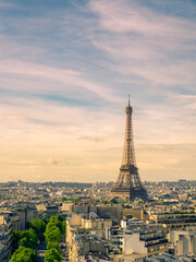 Paris cityscape with Eiffel tower in twilight. view of Eiffel tower from Are de Triomphe - 157437760