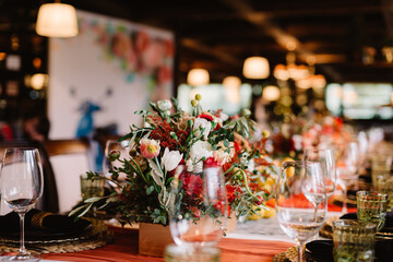 Adorable bouquet on luxury prepeared event table