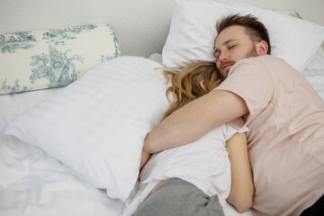 Obraz na płótnie Canvas Couple lovers in the bed