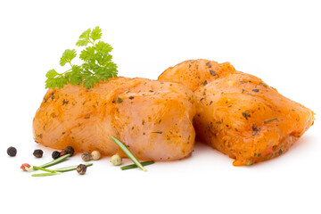 Chiken meat rolls isolated on the white background.