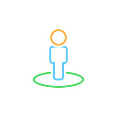Street View line icon, person standing in a circle outline vector logo illustration, linear pictogram isolated on white