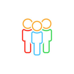 People line icon, team outline vector logo illustration, linear pictogram isolated on white
