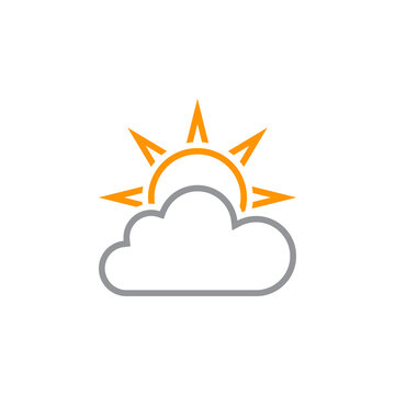 Weather forecast line icon, partly cloudy outline vector logo illustration, linear pictogram isolated on white