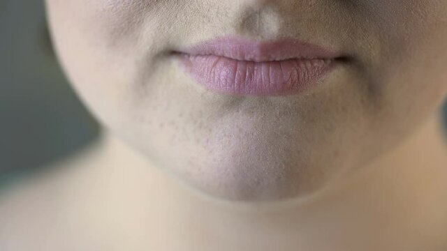 Close up of overweight female smiling for camera, self-confidence, emotions