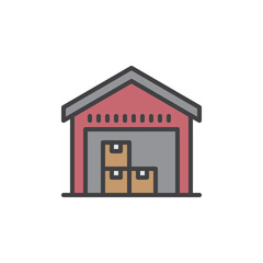 Warehouse filled outline icon, line vector sign, linear colorful pictogram. Symbol, logo illustration. Pixel perfect