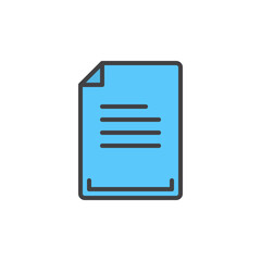 Text document filled outline icon, line vector sign, linear colorful pictogram. Symbol, logo illustration. Pixel perfect