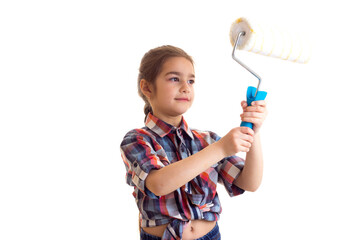 Little girl holding white roll