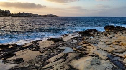 Sunset landscape on the shore