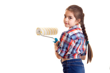 Little girl holding white roll