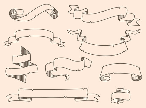 Vector illustration of decoration drowning ribbon set