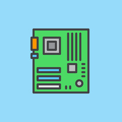 Computer hardware, motherboard filled outline icon, colorful vector sign