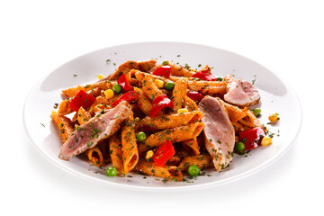 Pasta with meat and tomato sauce