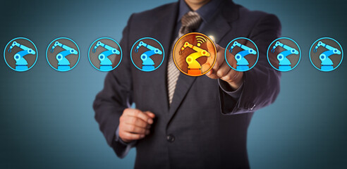 Engineer Selecting A Wireless Enabled Robotic Arm