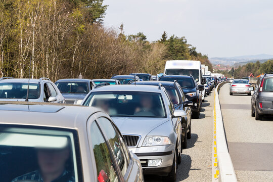 Traffic jam on highway during rush hour