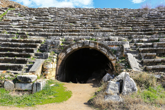Entrance to Aphrodisias Stadium ruins  in Aphrodisias Turkey