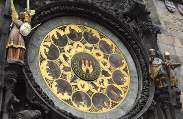 Prague astronomical clock in the Old Town Square, in Prague in Czech Republic.