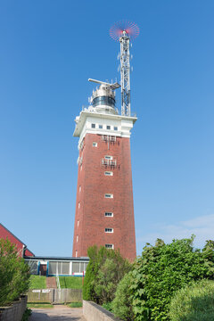 Lighthouse with telecommunication equipment at German island Helgoland
